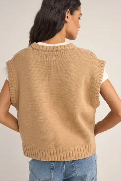 Finley Cable Knit Vest Sand