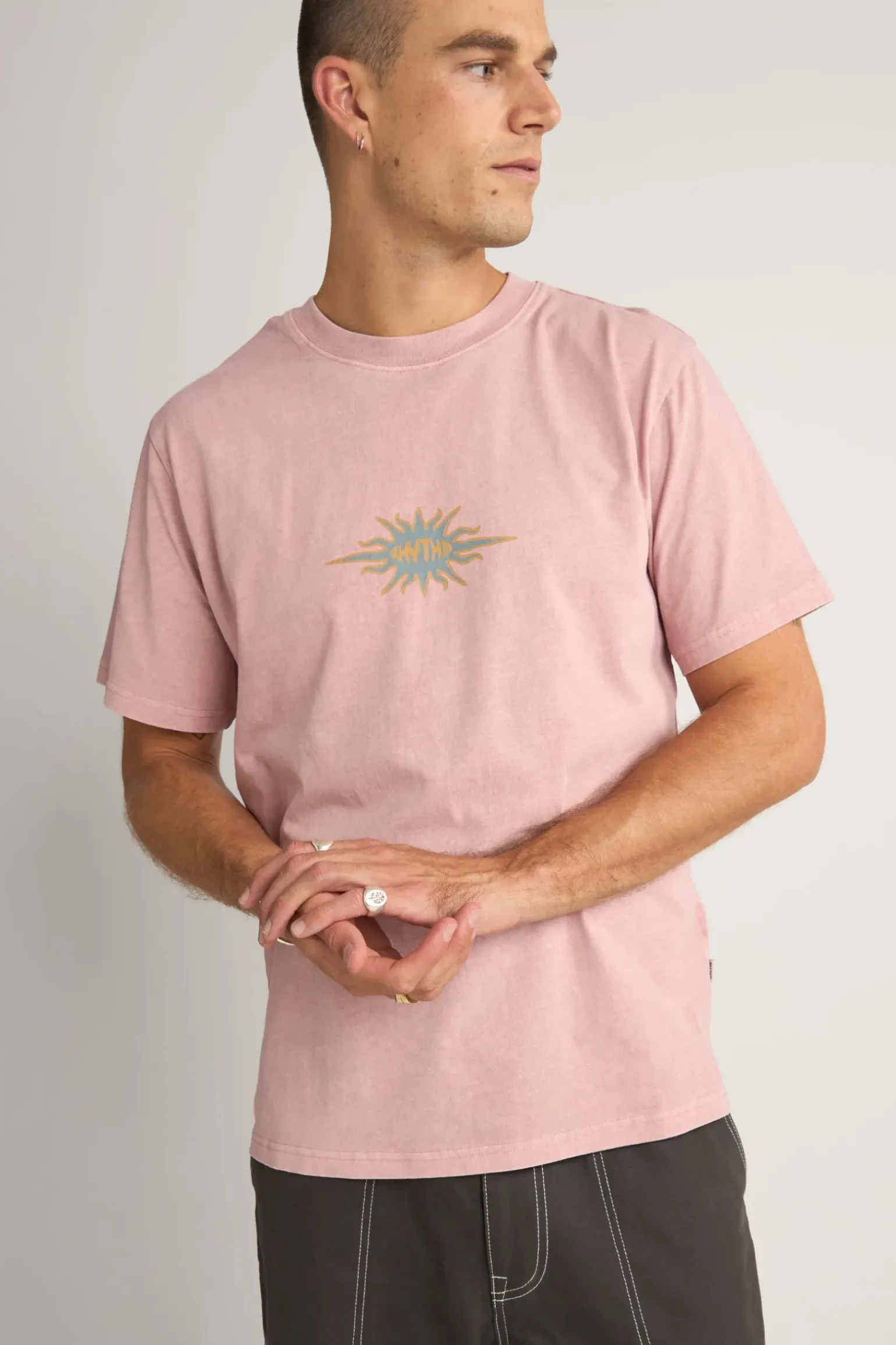 Flame Printed Vintage Ss T Shirt Mauve