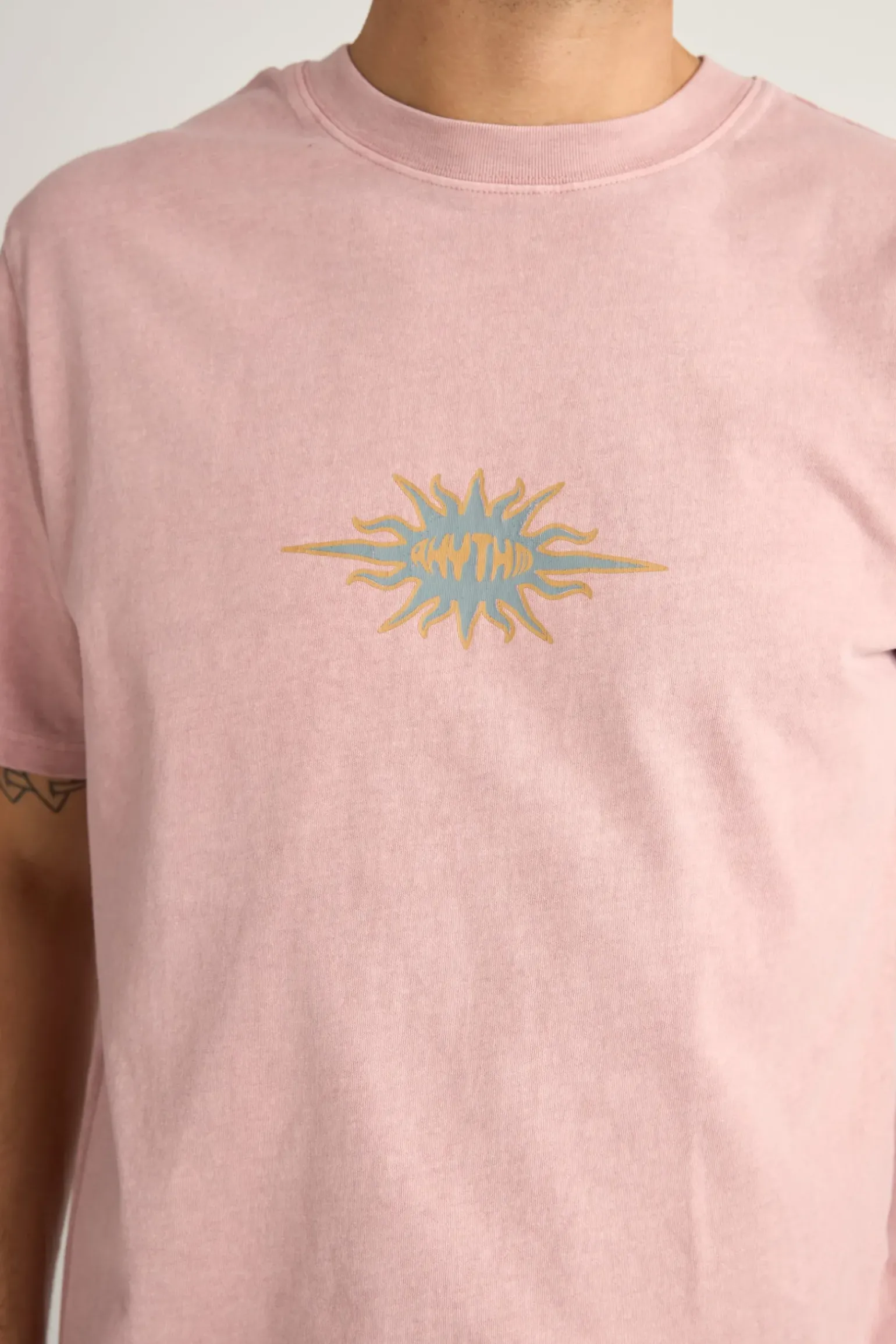 Flame Printed Vintage Ss T Shirt Mauve