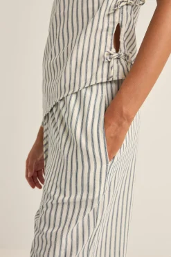 Frankie Elastic Pant Navy Stripe