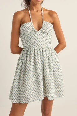 Harper Halter Mini Dress Blue Floral