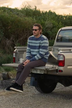 Harvey Mohair Stripe Knit Blue