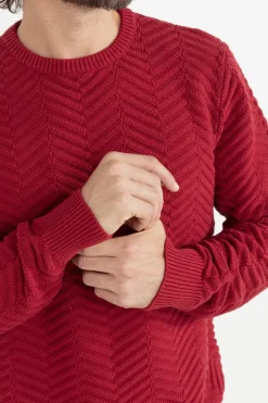 Herringbone Knit Red