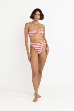 Ibiza Stripe Rib Hi Waist Pant Pink