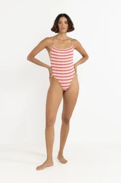 Ibiza Stripe Rib One Piece Pink