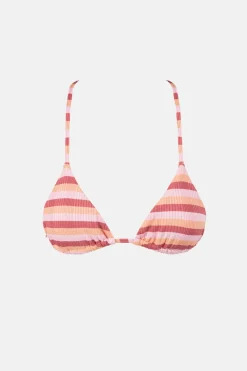 Ibiza Stripe Rib Slide Tri Top Pink