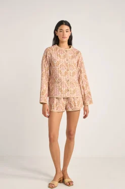 Jane Paisley Quilted Jacket Rose