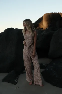 Jessie Paisley Drawstring Pant Rose