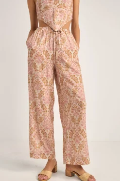 Jessie Paisley Drawstring Pant Rose