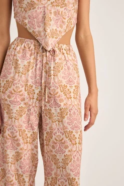 Jessie Paisley Drawstring Pant Rose