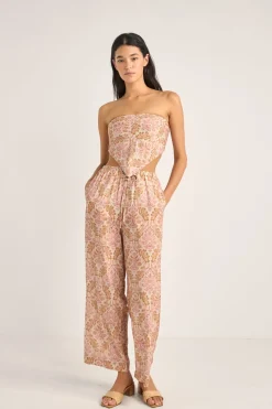 Jessie Paisley Drawstring Pant Rose
