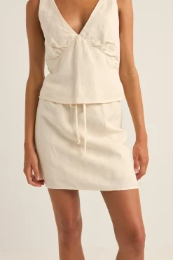 Lenny Drawcord Skirt Cream