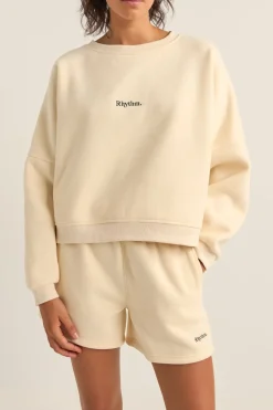 Logo Crew Neck Fleece Oatmeal