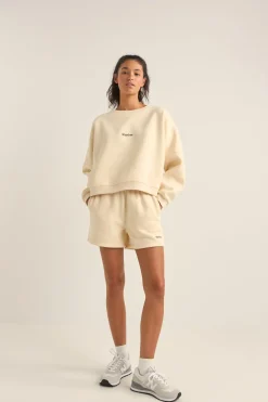 Logo Crew Neck Fleece Oatmeal