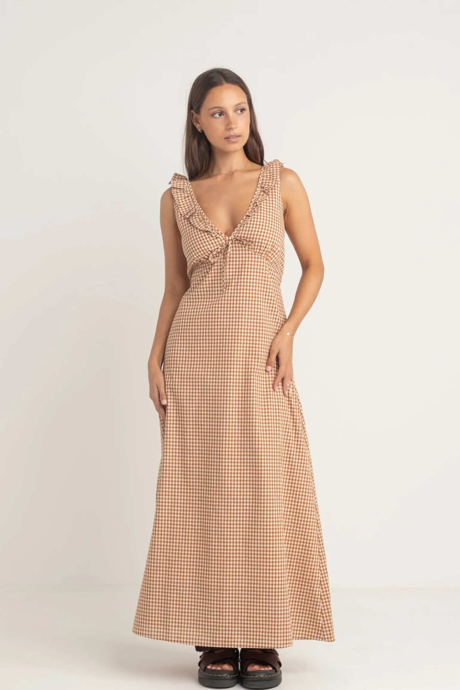 Lola Check Ruffle Clay