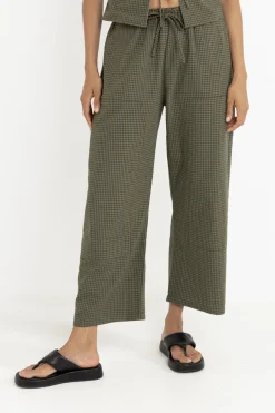Louise Check Drawstring Pant Olive