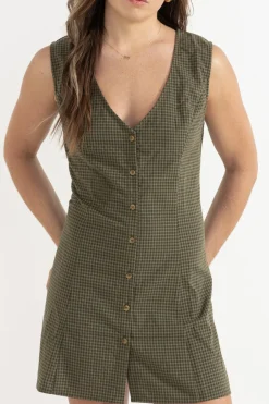 Louise Check Mini Dress Olive