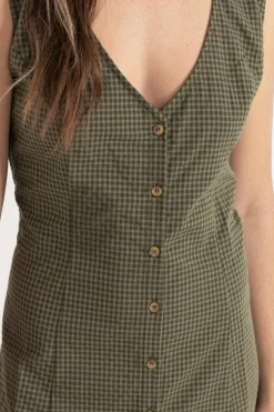 Louise Check Mini Dress Olive