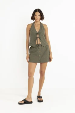 Louise Check Skort Olive