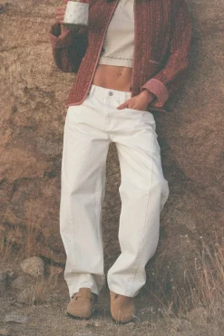 Low-Rise Barrel Denim Pant White