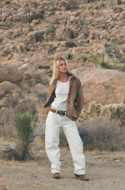 Low-Rise Barrel Denim Pant White