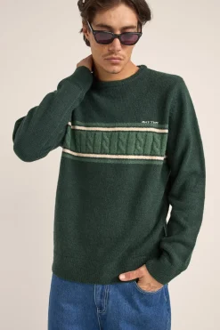 Mohair Stripe Knit Dark Green