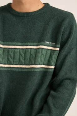 Mohair Stripe Knit Dark Green