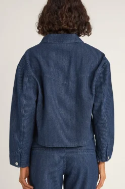 Pinstripe Cropped Jacket Indigo