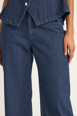 Pinstripe Mid-Rise Pant Indigo
