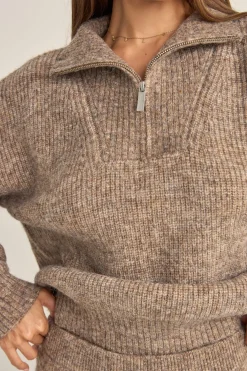 Quinn Zip Knit Oatmeal