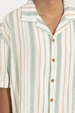 Relaxed Stripe Ss Shirt Olive