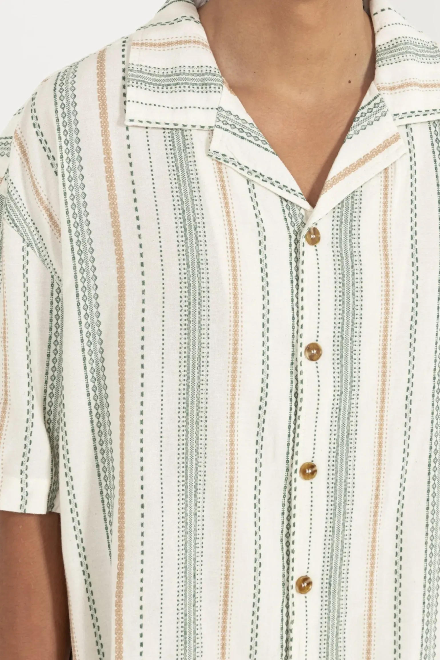 Relaxed Stripe Ss Shirt Olive