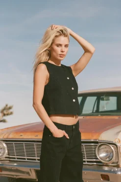 Riley Denim Vest Vintage Black