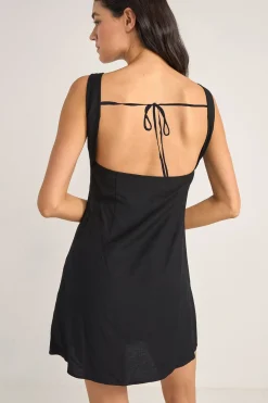 Roselle Tie Back Mini Dress Black
