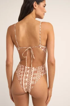 Seafarer Tie Back Minimal One Piece  Brown