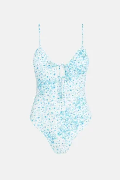 Serenity Floral Tie Front One Piece Blue