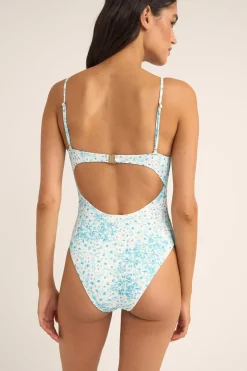 Serenity Floral Tie Front One Piece Blue