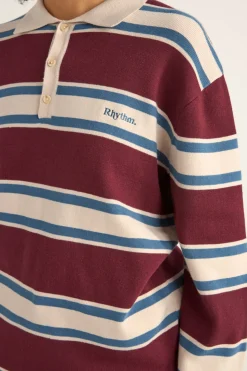 Siglo Knit Ls Polo Burgundy