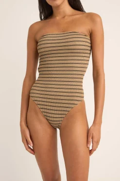 Sol Stripe Strapless One Piece Black