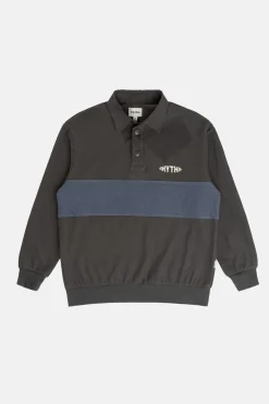 Terry Vintage Ls Rugby Shirt Charcoal