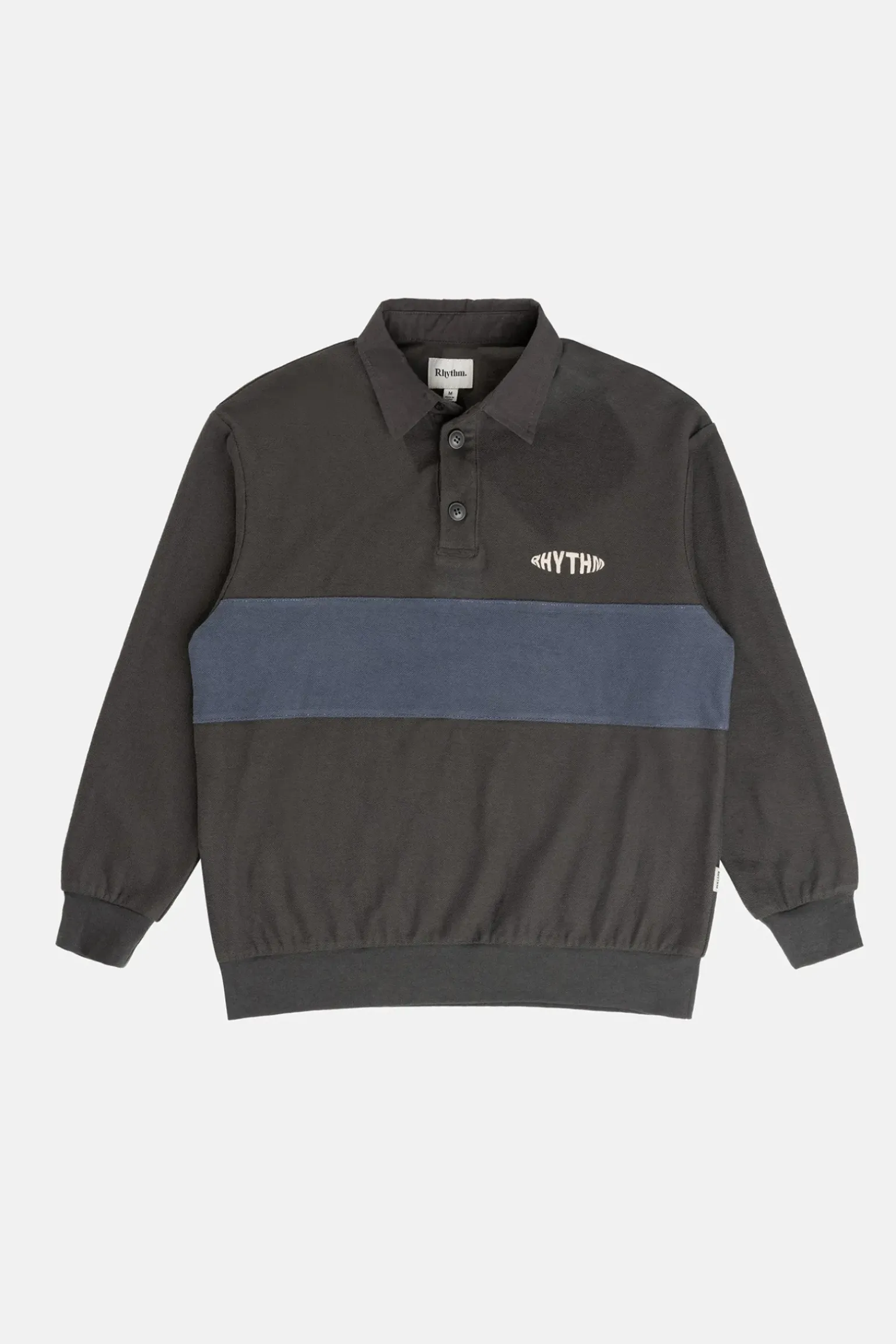 Terry Vintage Ls Rugby Shirt Charcoal