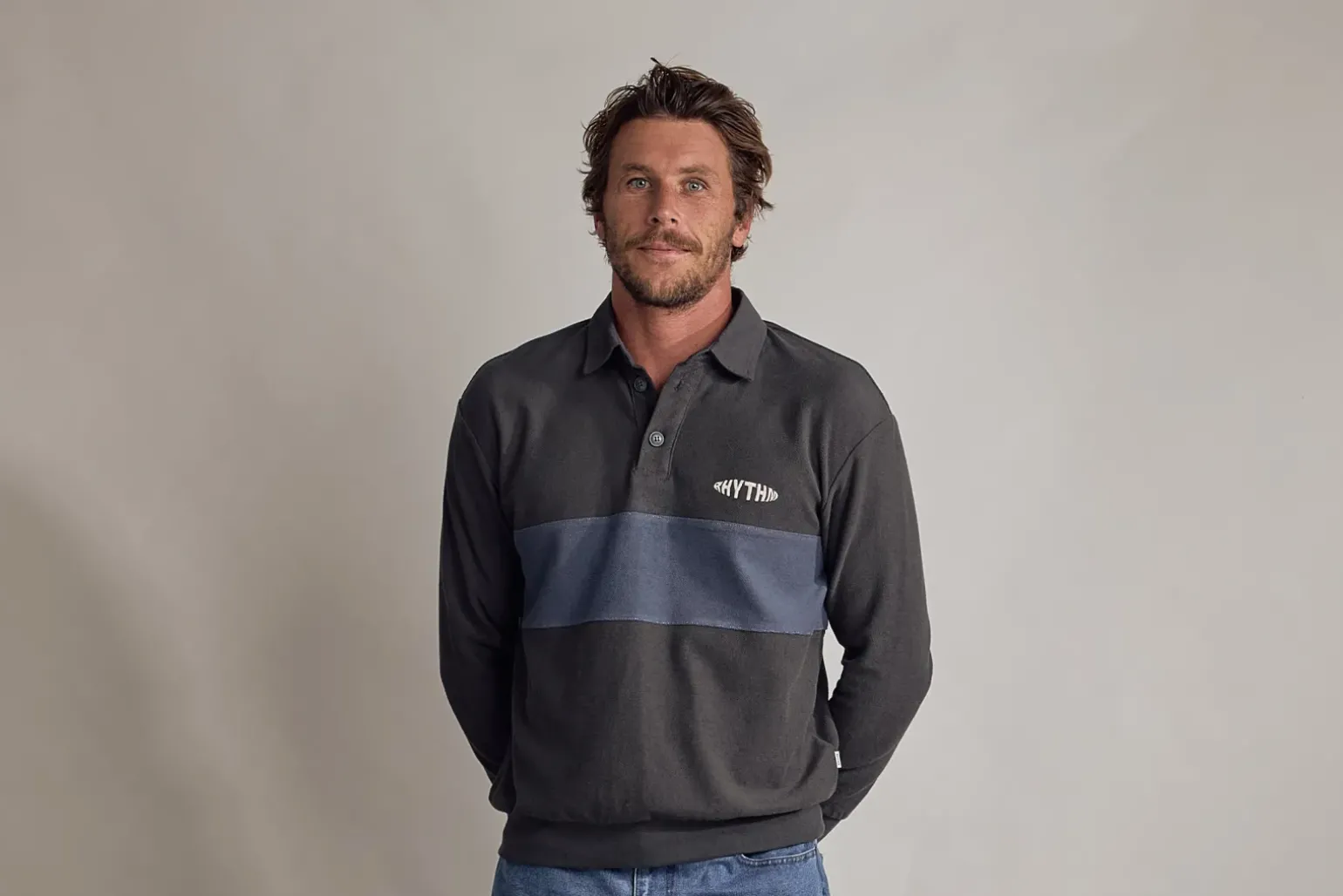 Terry Vintage Ls Rugby Shirt Charcoal