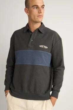 Terry Vintage Ls Rugby Shirt Charcoal