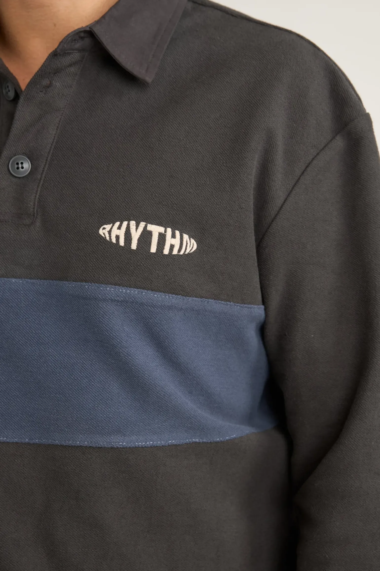 Terry Vintage Ls Rugby Shirt Charcoal