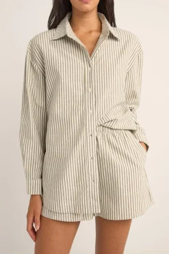 Valley Stripe Oversized Shirt Ivy