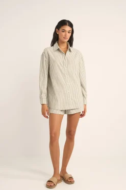 Valley Stripe Oversized Shirt Ivy