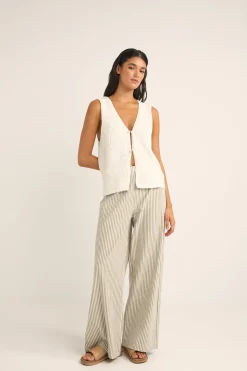 Valley Stripe Wide Leg Pant Ivy