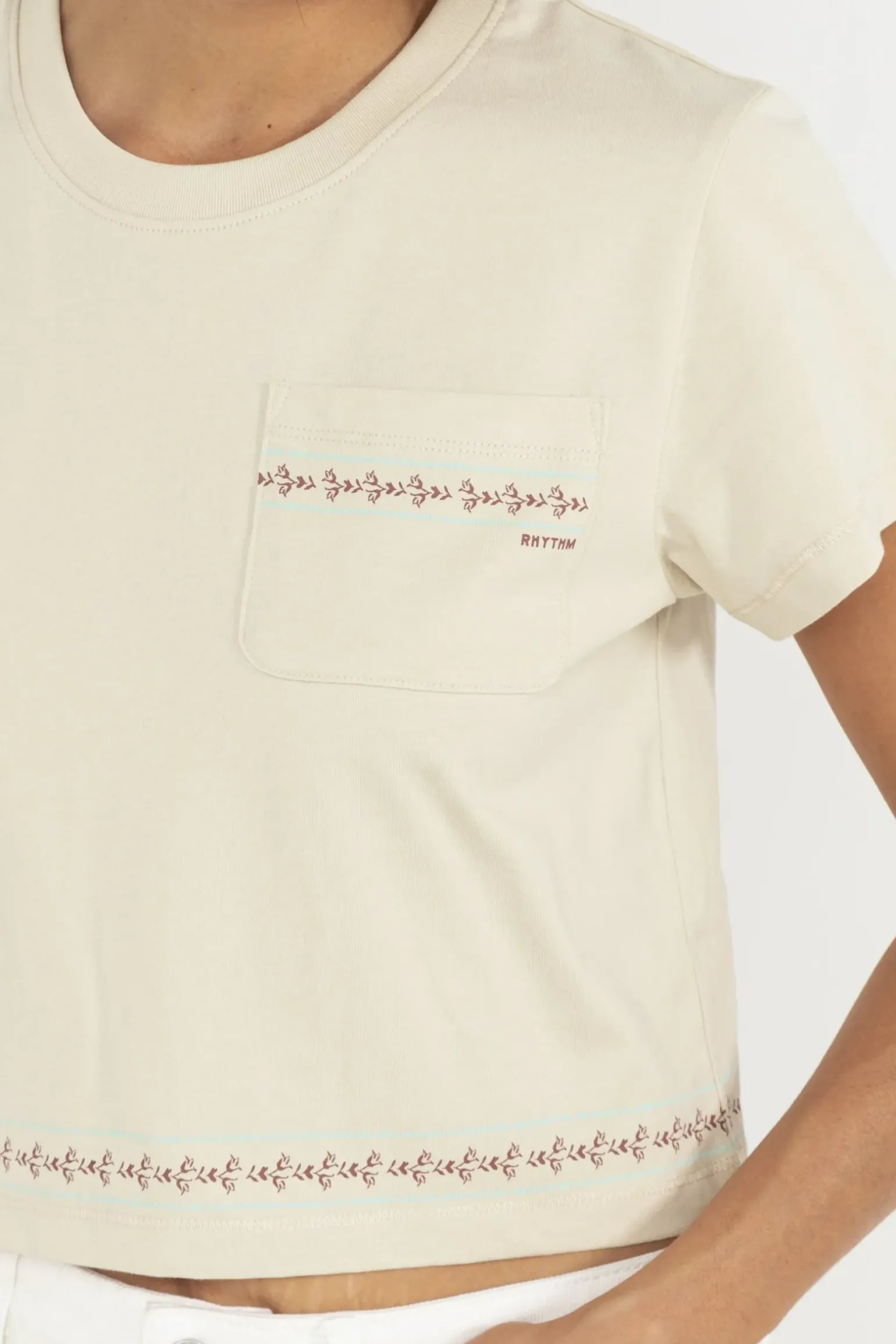 Vintage Floral Crop Tee Natural