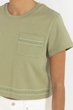 Vintage Floral Crop Tee Sage