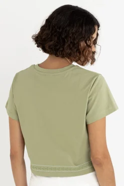 Vintage Floral Crop Tee Sage